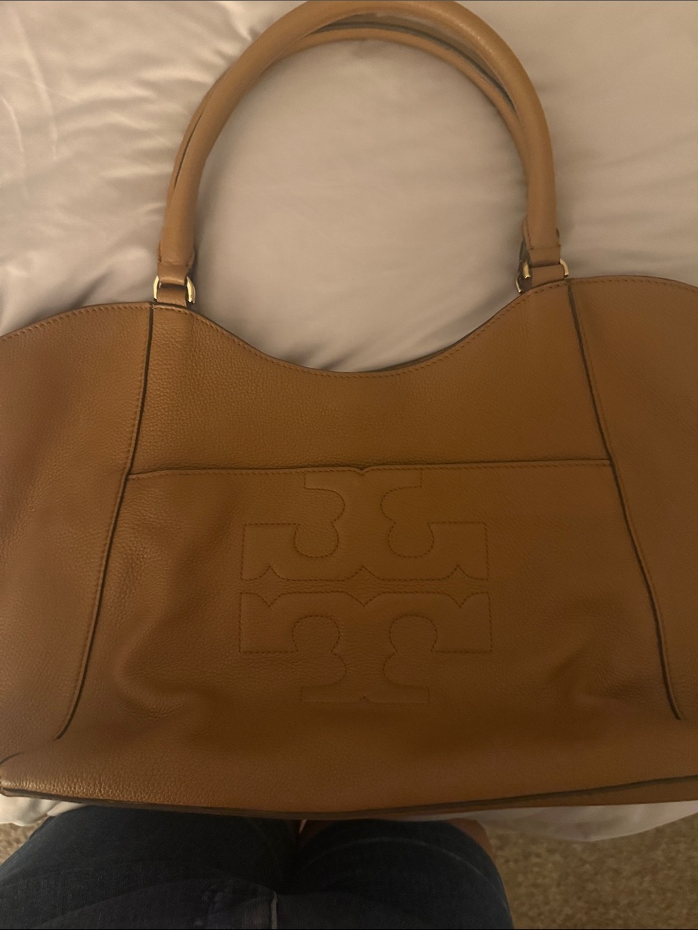 Leather Tory Burch  Tote Handbag in Camel